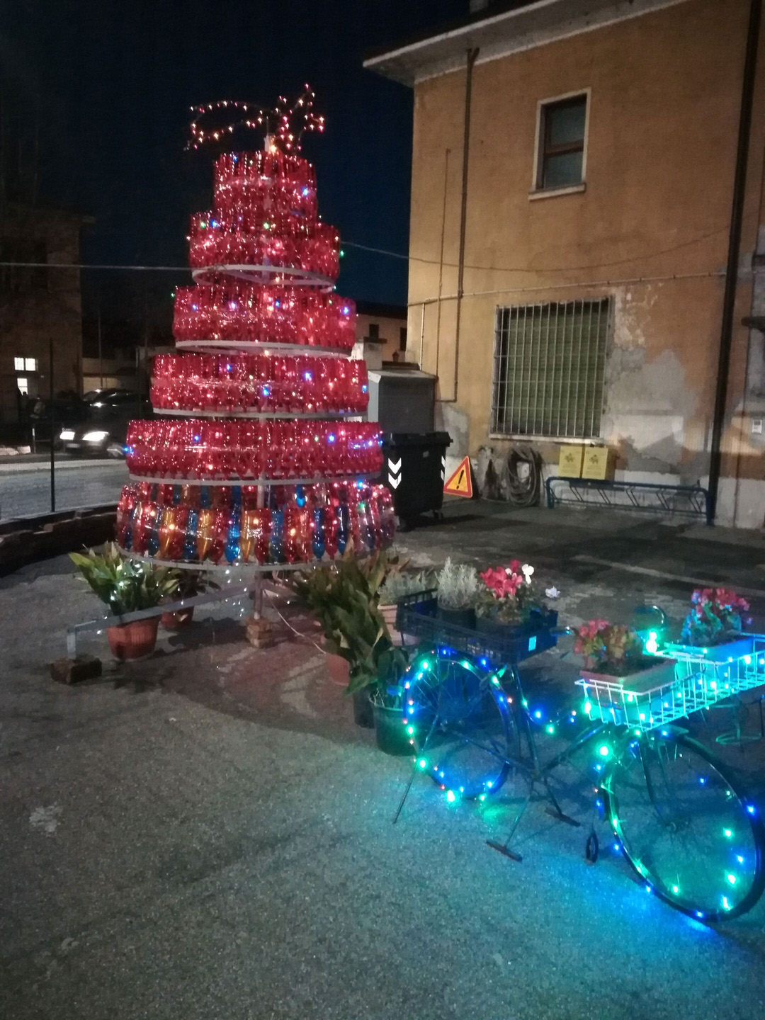 San Martino di Trecate, allestito un grande albero di Natale ecologico