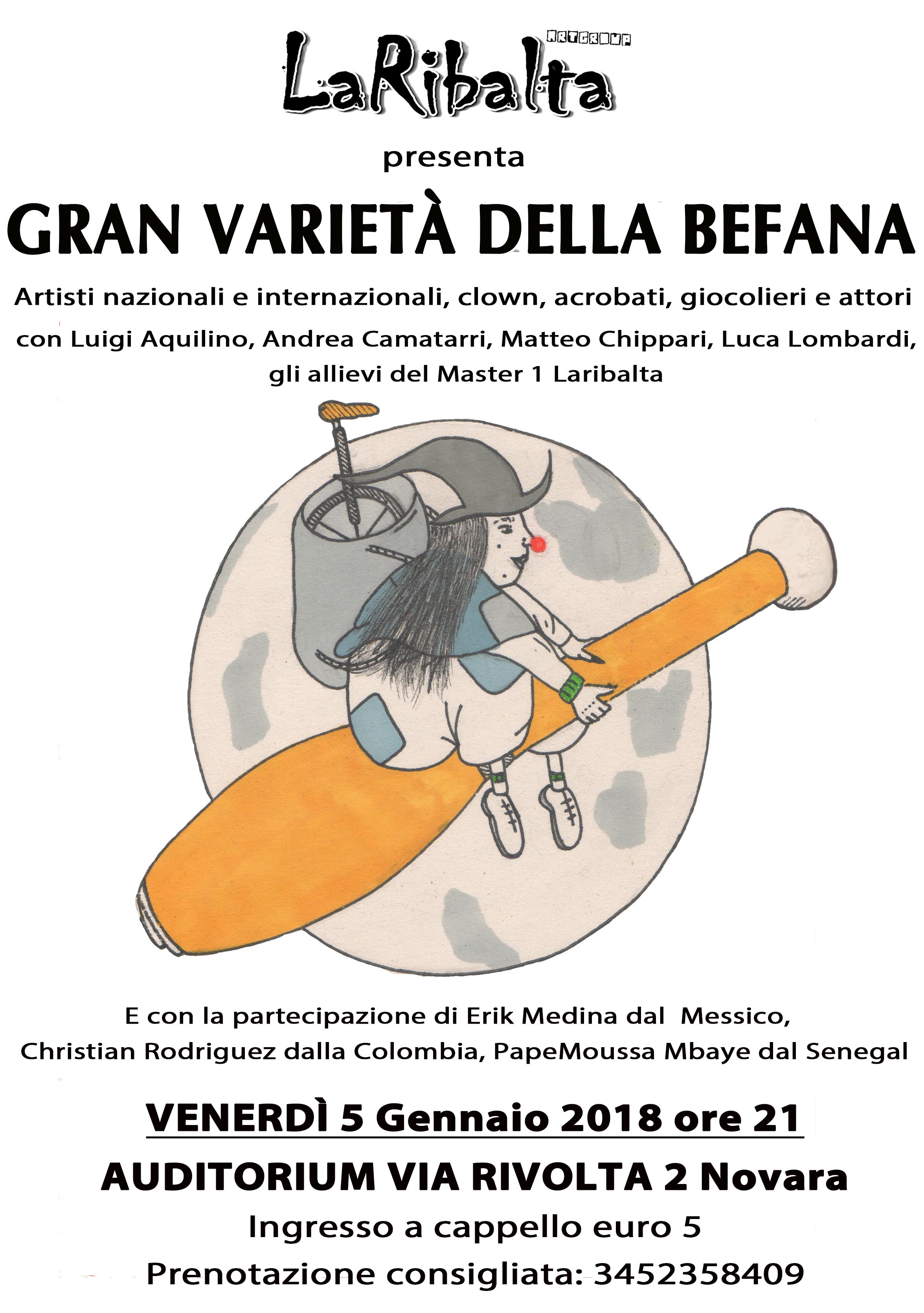 Novara, “Gran varietà della befana” con Laribalta