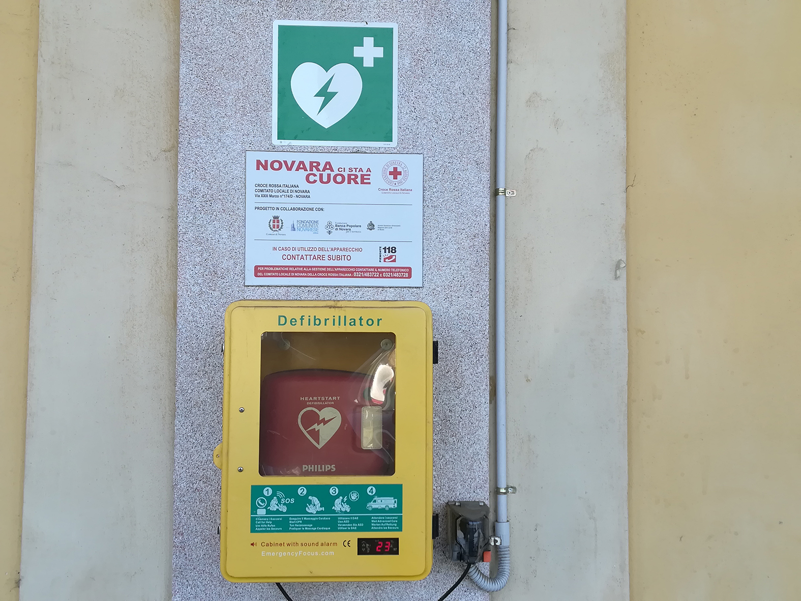 “Novara ci sta a cuore”, 44 defibrillatori in città