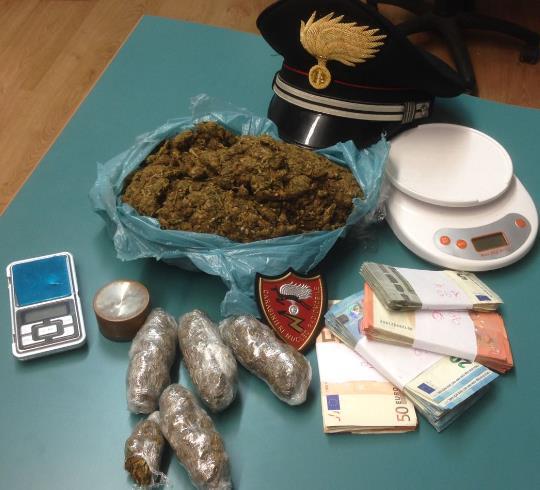 Giovane trovato con 640 grammi di marijuana: arrestato dai Carabinieri