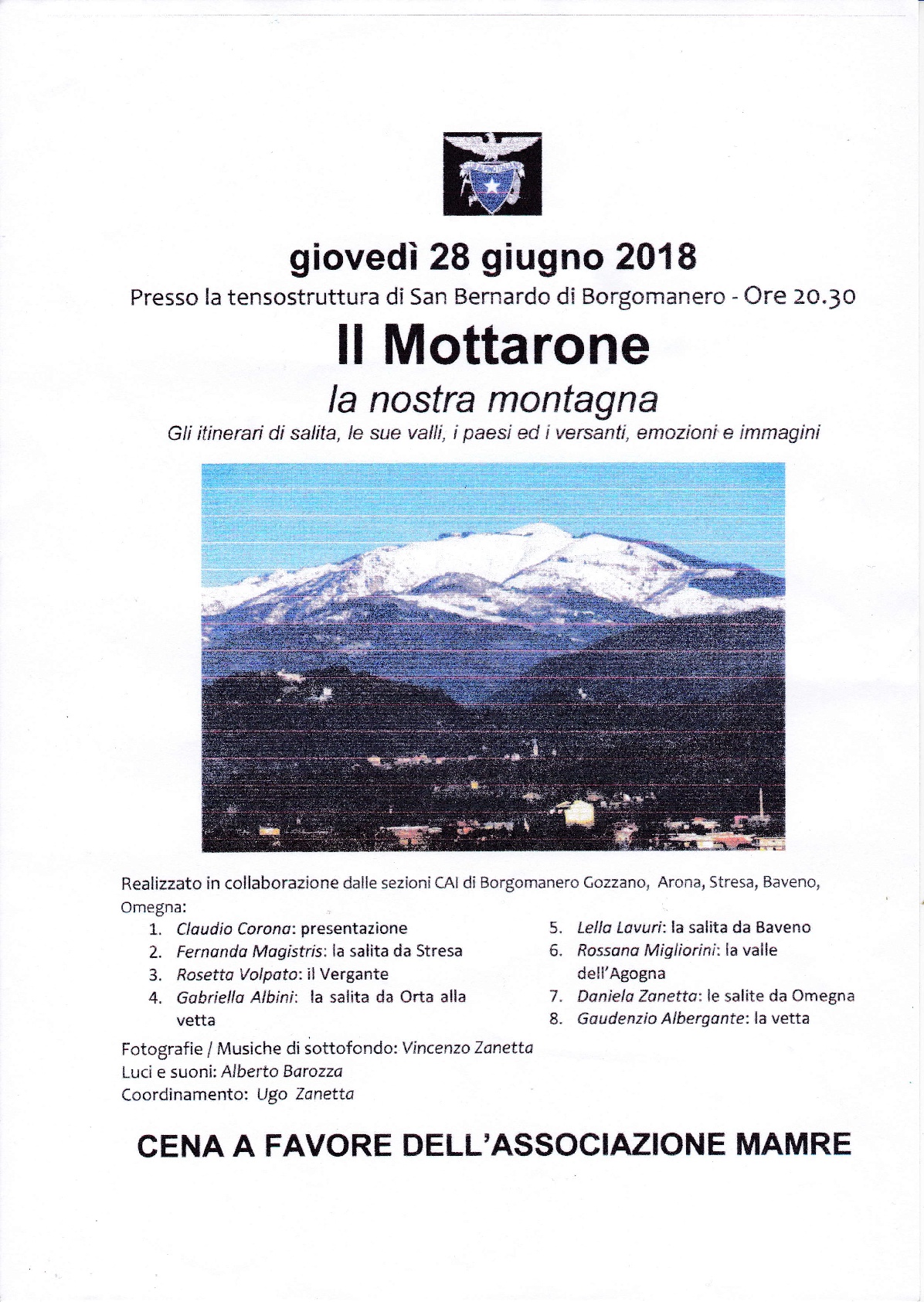 Borgomanero Montagna e solidarietà: a cena a San Bernardo con il Cai e Mamre