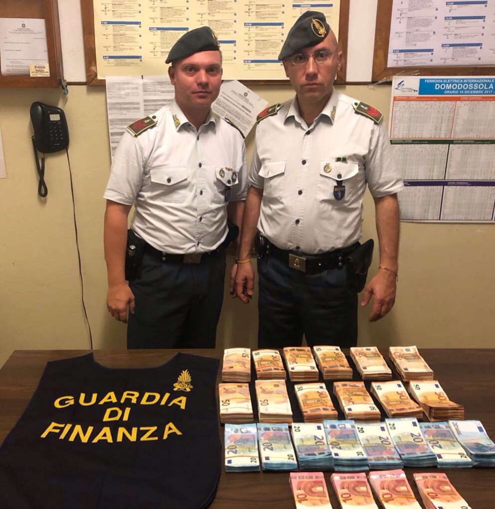 Le Fiamme Gialle sequestrano 60 mila euro in stazione a Domodossola
