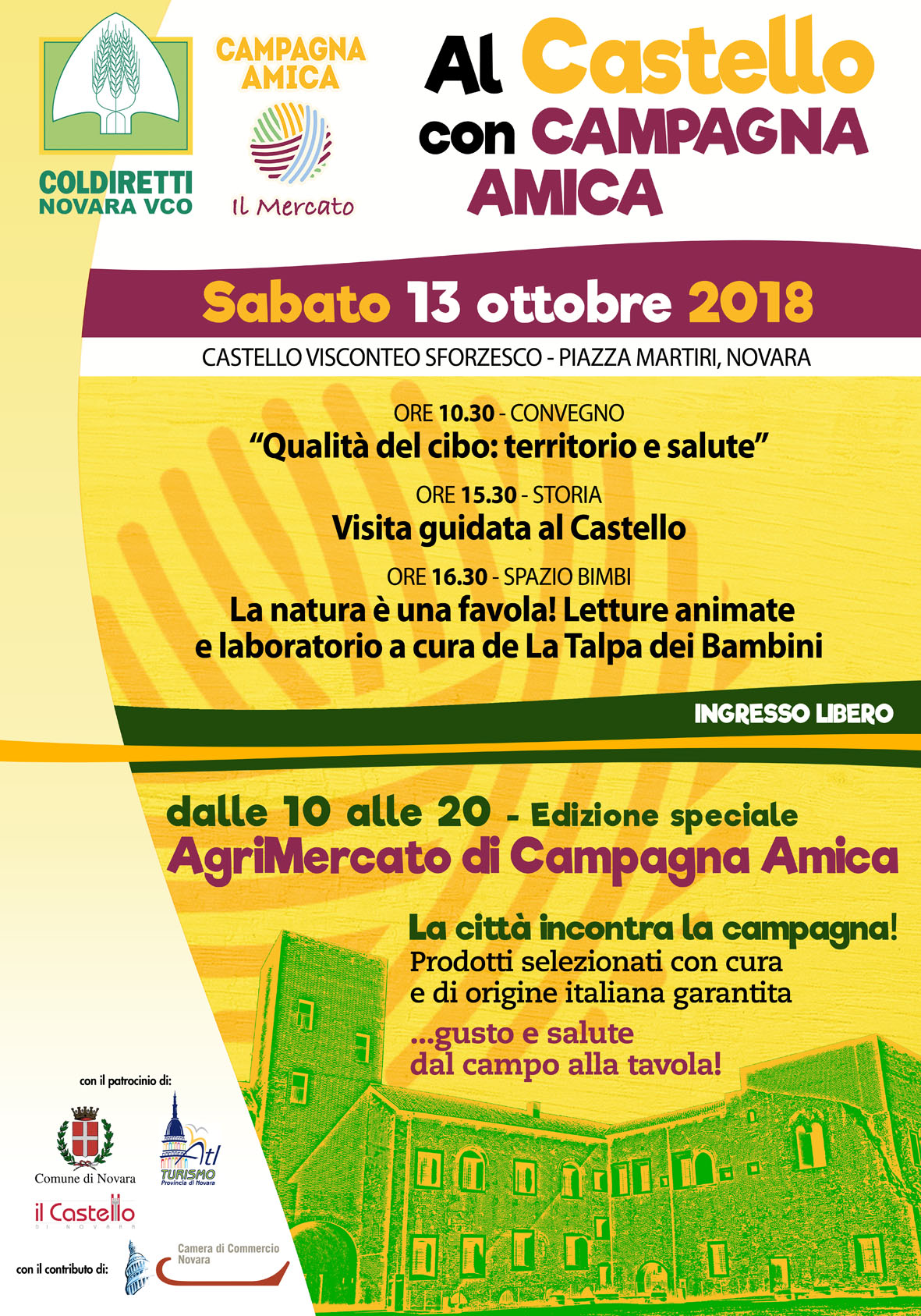“Al Castello con Campagna Amica”, sabato 13 a Novara