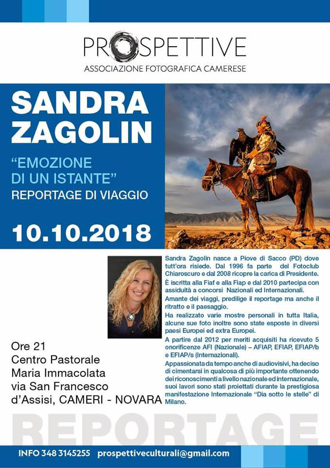 A Cameri questa sera “Emozione di un istante” con Sandra Zagolin