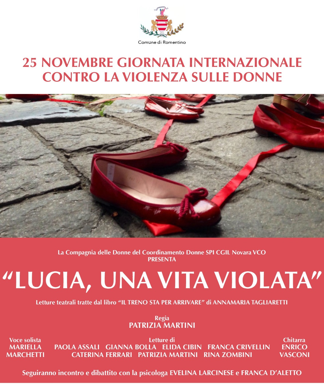 A Romentino, per la Giornata internazionale contro la violenza sulle donne, “Lucia, una vita violata”