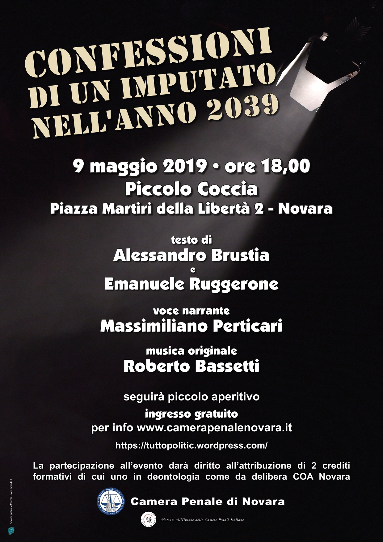 “Confessioni di un imputato nell’anno 2039”, monologo per sensibilizzare l’opinione pubblica sul tema della prescrizione