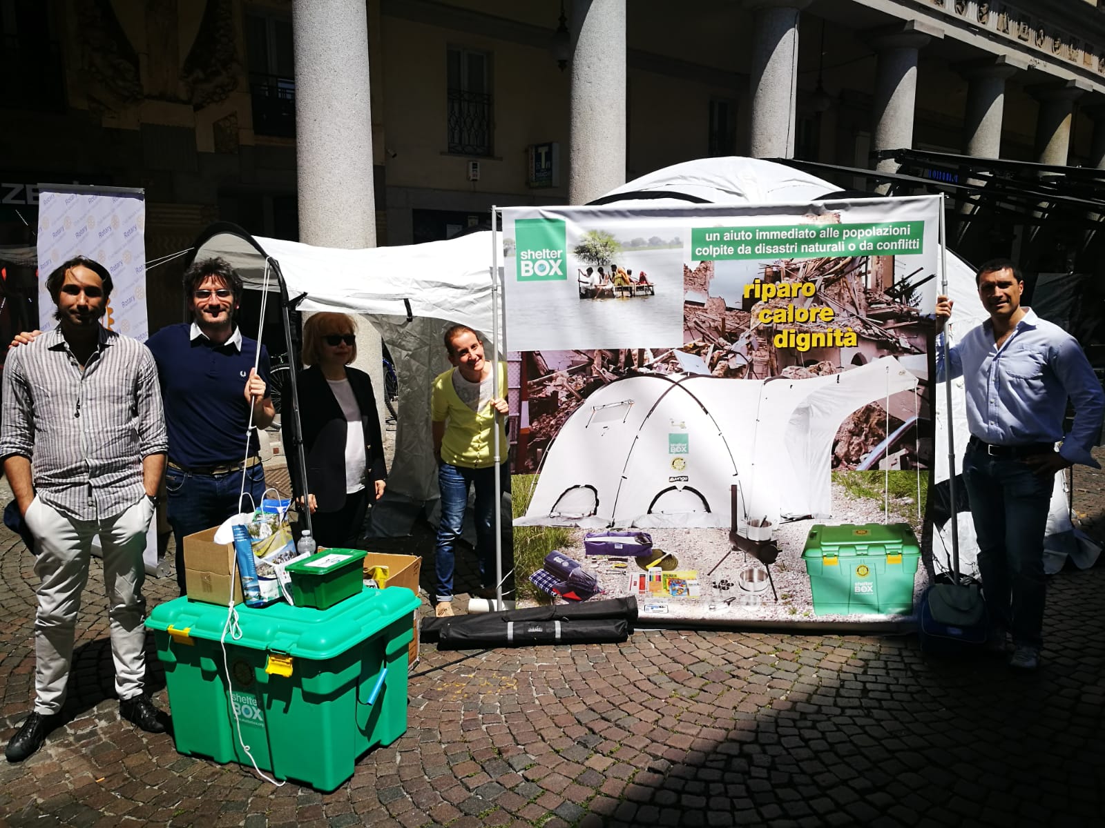 Il Rotary Club Novara San Gaudenzio ha esibito la tenda Shelterbox a scopo umanitario durante “Boom”