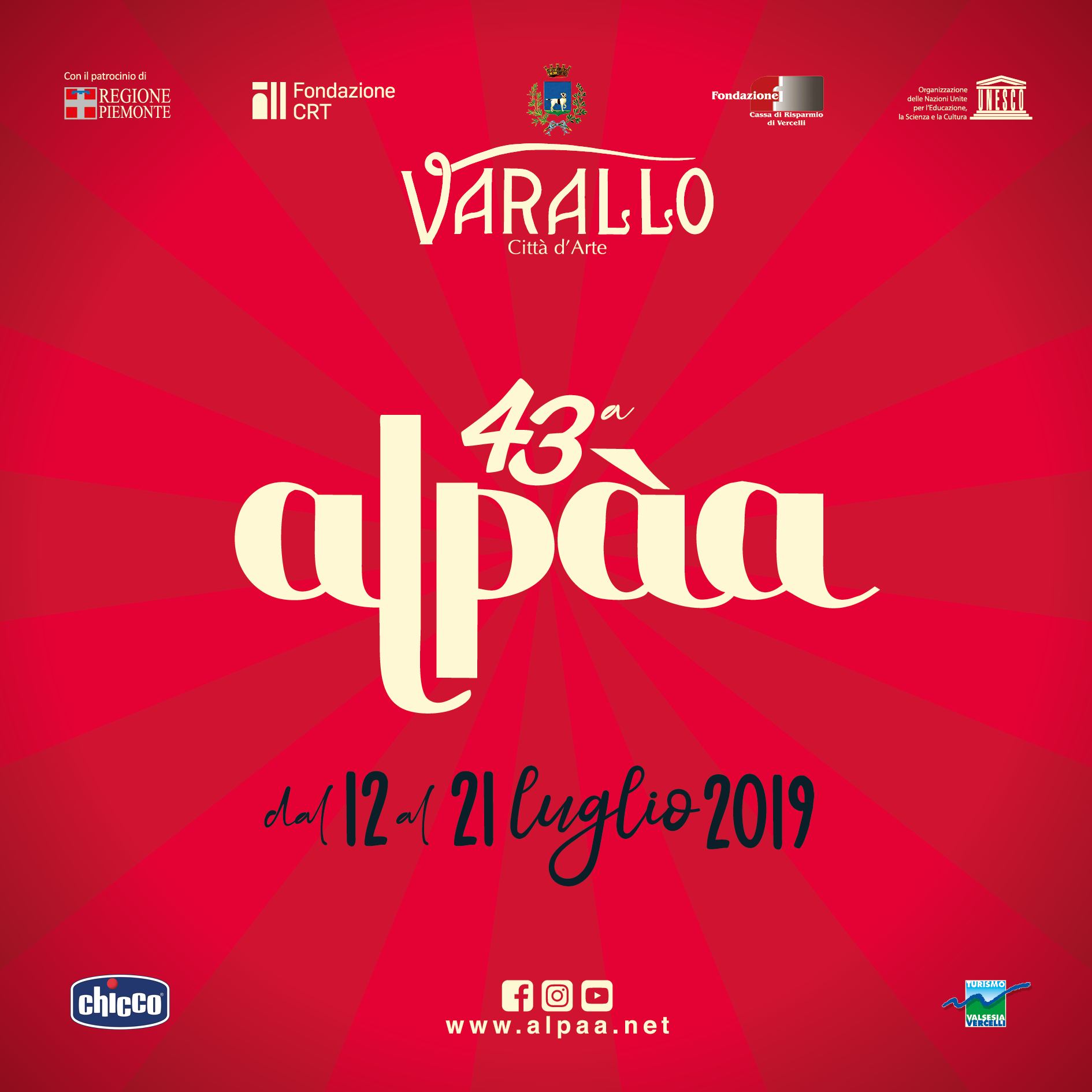 Dal 12 al 21 luglio a Varallo torna l’Alpàa: tra gli artisti Gabry Ponte, I Negrita, Riccardo Fogli, Roberto Vecchioni e Luca Carboni