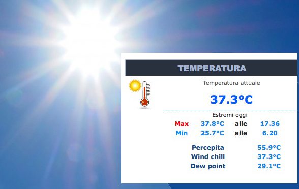 Novara, è record per la temperatura, 55 gradi percepiti