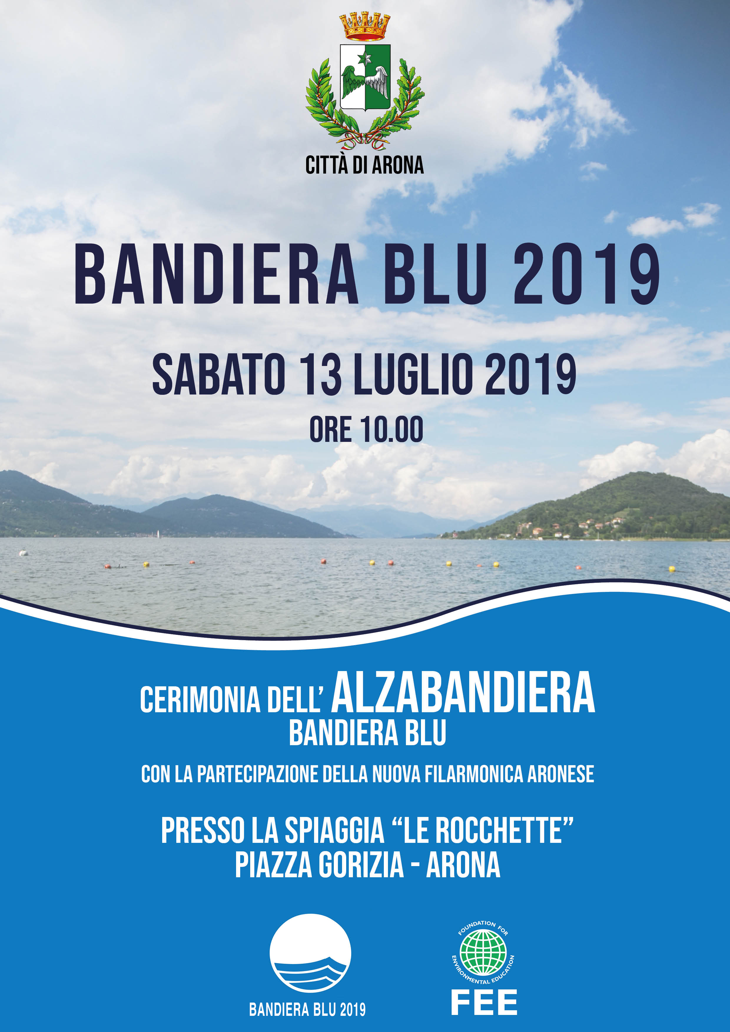 Bandiera blu 2019 alla spiaggia delle Rocchette di Arona