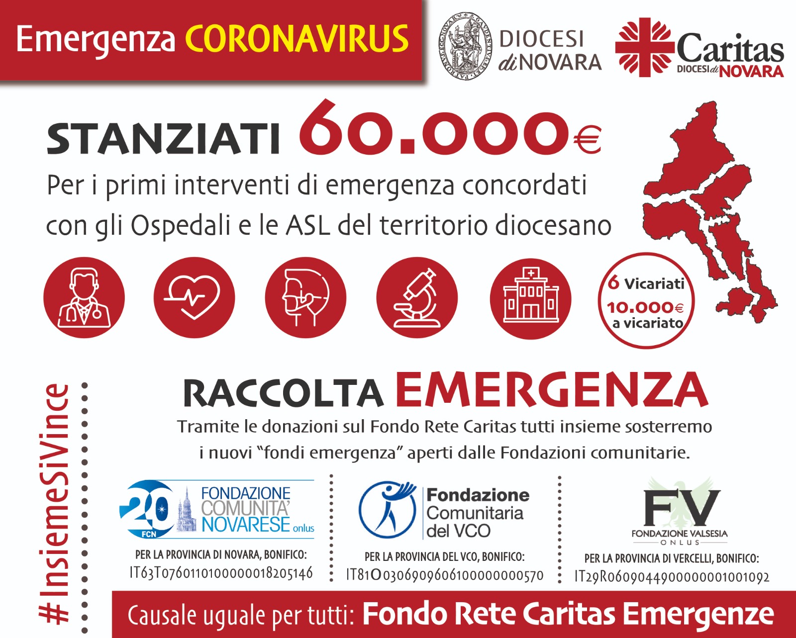 La diocesi stanzia 60mila euro in sostegno degli ospedali