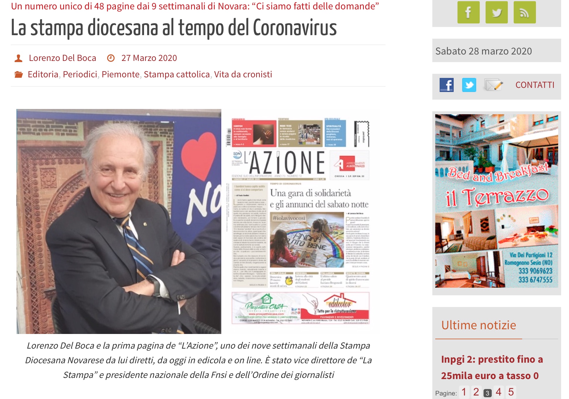 Giornalisti durante il Coronavirus: i nostri giornali raccontati dal direttore