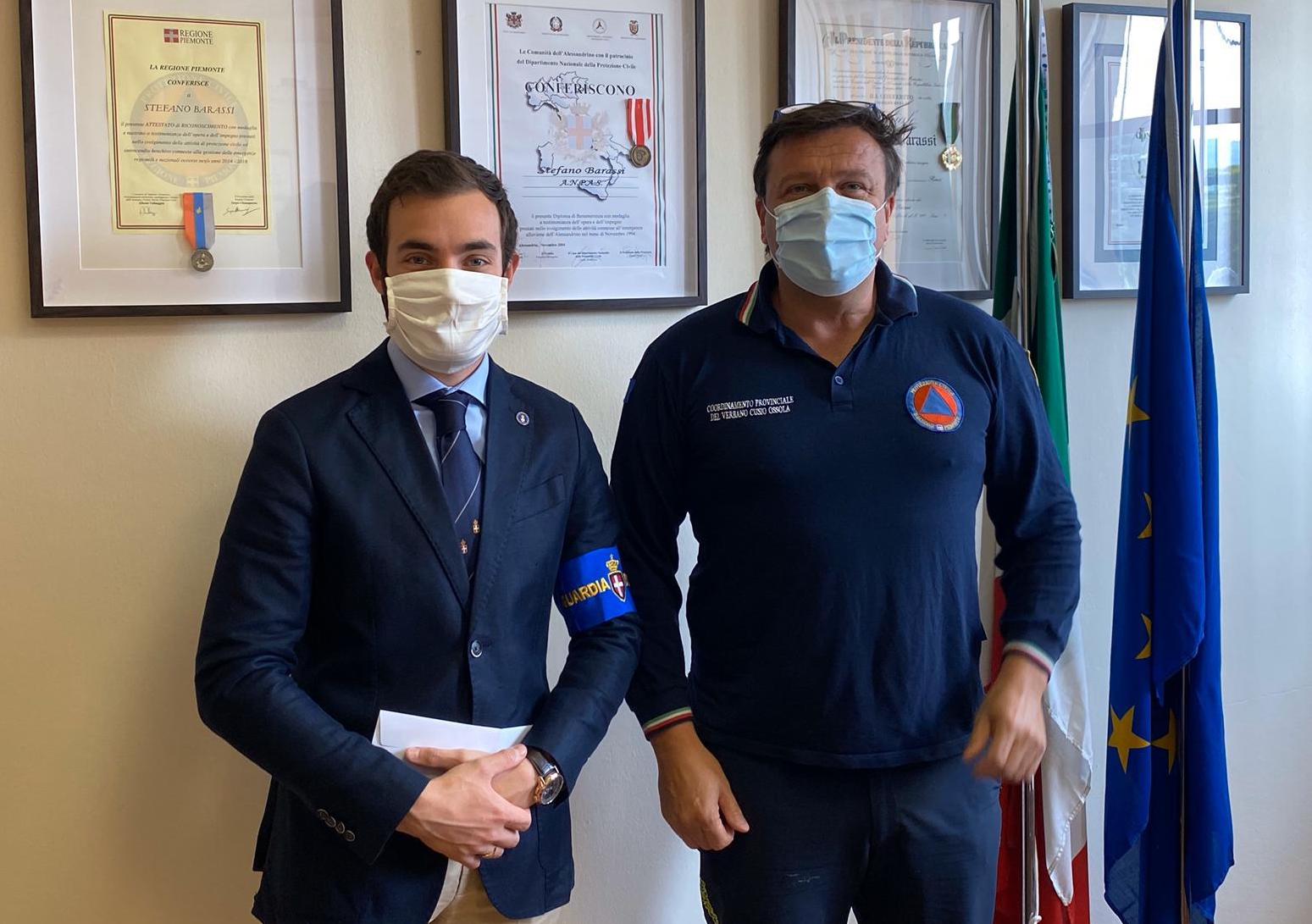 La Guardia d’onore al Pantheon ha donato 700 euro alla Protezione civile del Vco