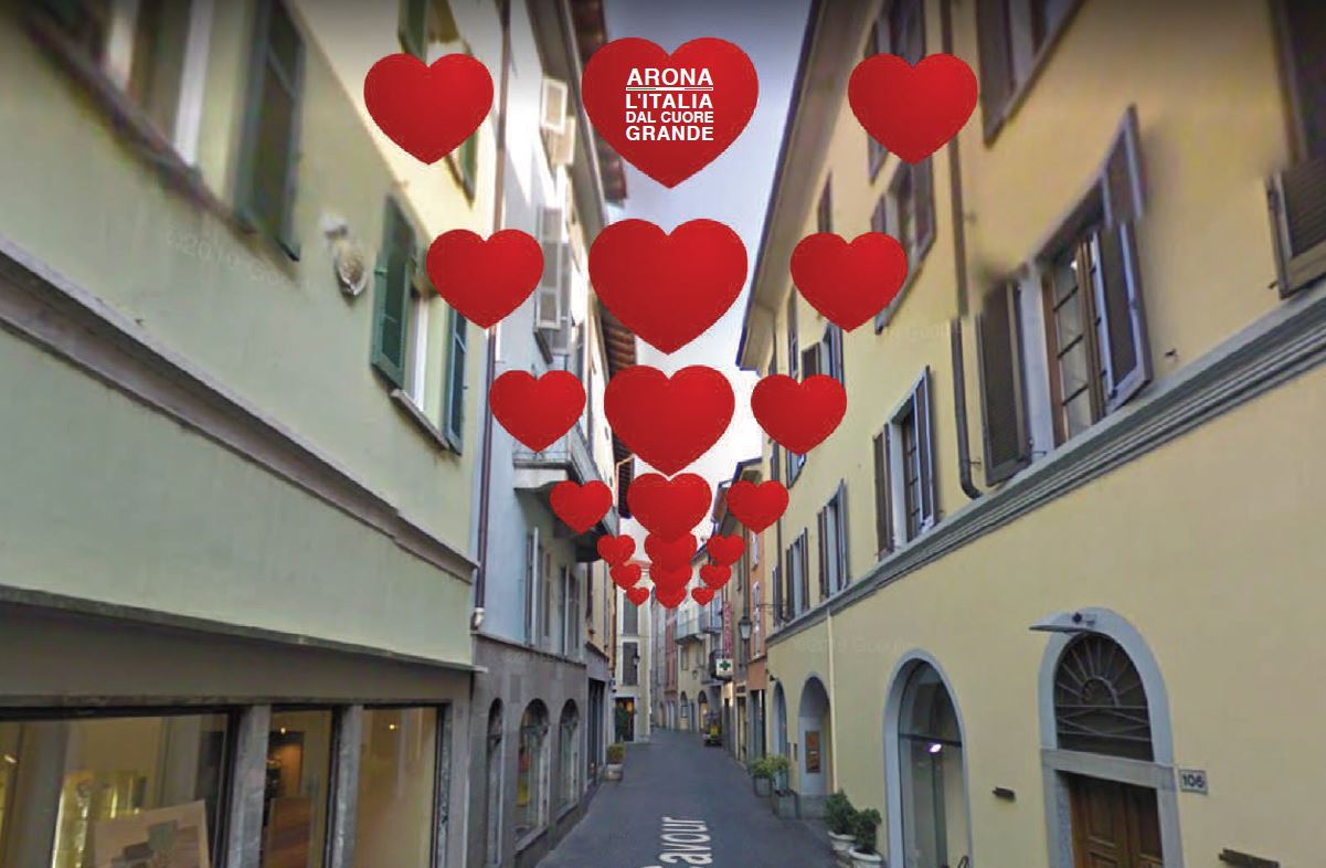 Arona si riempie di cuori per dire “Grazie” a chi ha dato il massimo durante la pandemia