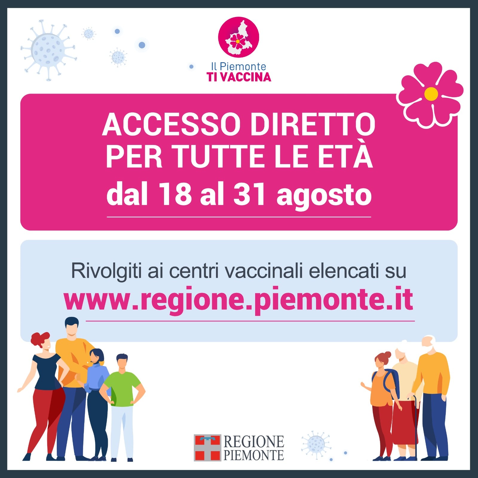 Vaccinazioni: accesso diretto a tutte le fasce d’età