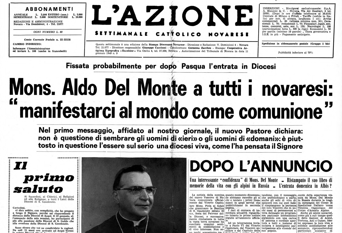 San Gaudenzio di coincidenze: 50 anni fa l’annuncio di Del Monte vescovo di Novara