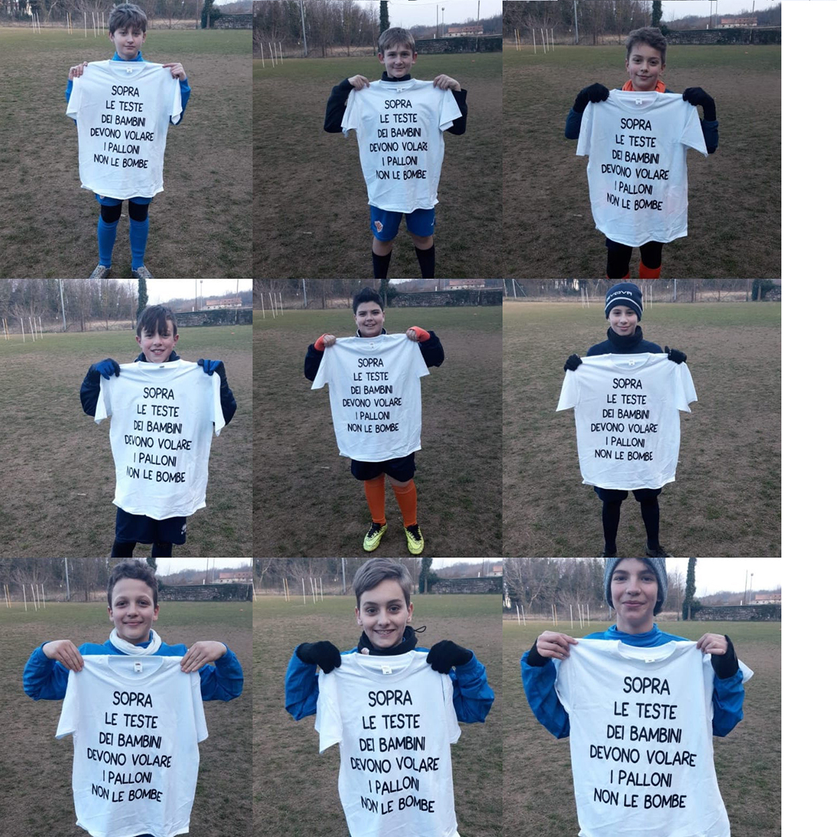 Oleggio Sportiva: “Sopra i bimbi devono volare palloni, non bombe”